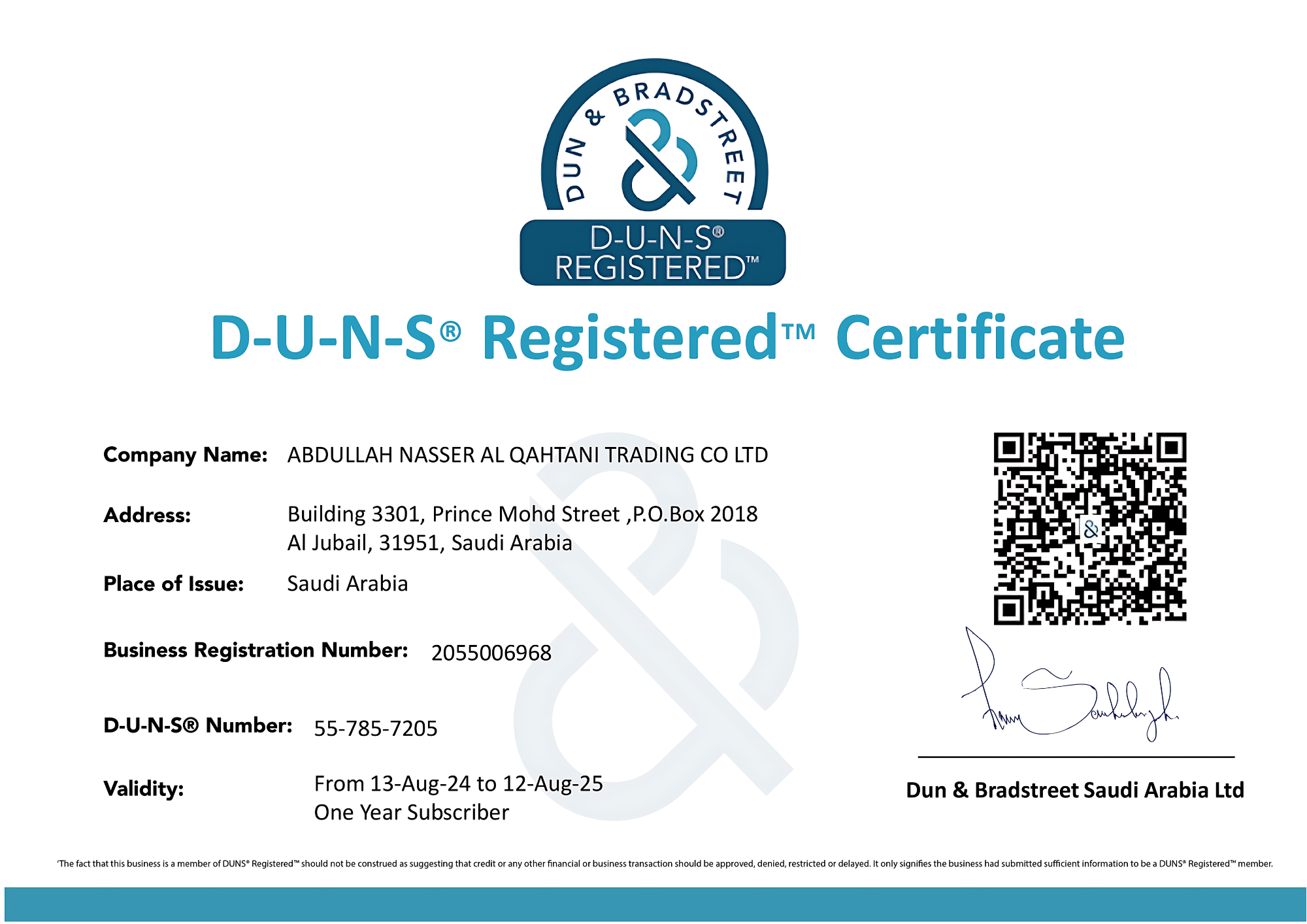 DUNS Certificate